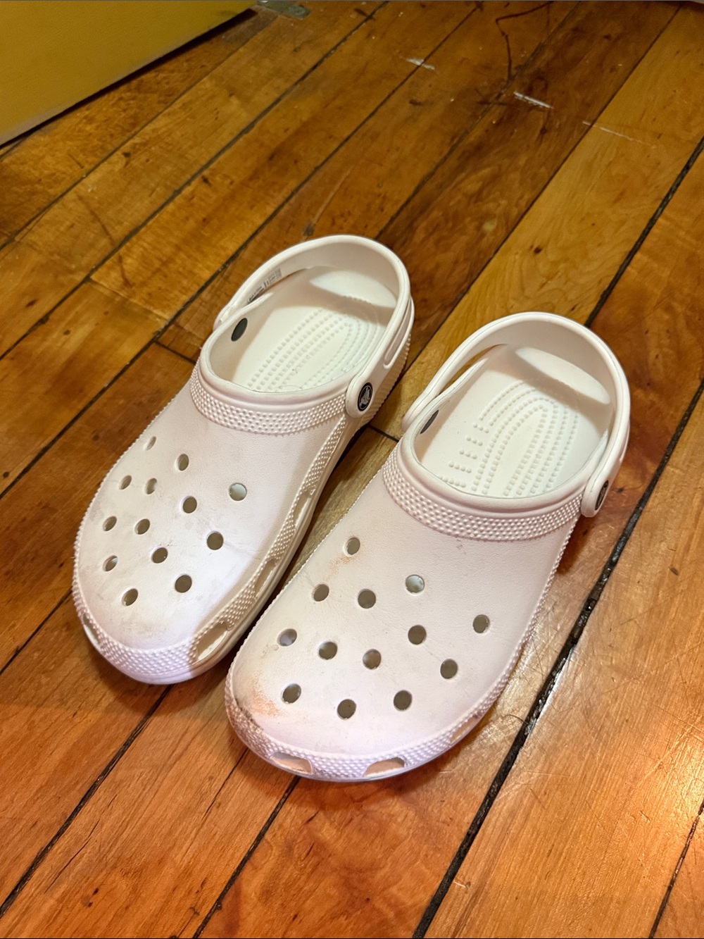White Slip-On Crocs with Vent Holes